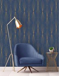 Papier Peint Vinyle Sur Intisse Gaby Diam Bleu Et Or Leroy Merlin Papier Peint Vinyle Idees De Decor Deco Chambre A Coucher