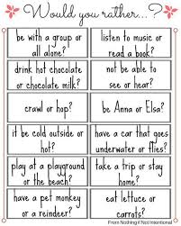Free Printable 24 Fun Would You Rather Questions With A Subtle Frozen Theme This Or That Questions Would You Rather Questions Getting To Know You