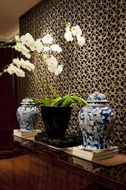 Wonderful Accent Wall With Asian Inspired Lotus Motif Iron Bronze Asian Decor Asian Home Decor Decor