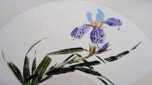 Chinese Brush Art Of Purple Iris Flower Youtube Iris Flowers Chinese Brush Purple Iris