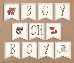 Woodland Baby Shower Banner Printable Boy Oh Boy Animals Etsy Baby Shower Banner Boy Baby Shower Boy Animals Woodland Baby Shower Theme Boy