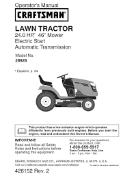 Lawn mower saw trimmer air compressor pressure washer. Craftsman 28928 Yt 4000 24hp 46 Yard Tractor Operator S Manual Pdf Download Manualslib