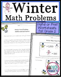 Digital Math Worksheets Google Classroom Winter 2nd Grade Or Print Word Problems Math Lesson Plans Subtraction Word Problems