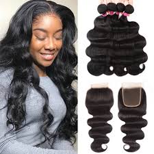 Unice Hair Icenu Series Peruvian Body Wave Lace Closure With 4pcs Hair Bundles