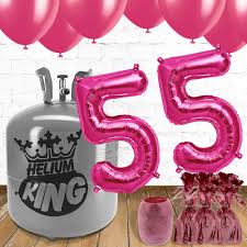 Sie können den topper in einer reihe von farben bestellen, darunter goldglitzer. 55 Geburtstag Rosa Ballons Und Helium Gas Paket Partyfest De