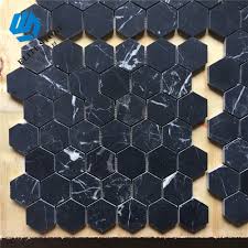 A patterned quartz is an excellent option as well. Home Decor 2 Inch Hexagon Bathroom Floor Tile Colour Black Marble Pattern Glass Mosaic Tile Buy Black Marble Mosaic Tile Hexagon Tile Colour Hexagon Bathroom Tile Product On Alibaba Com