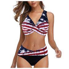 The fourth of july bathing suit is, quite frankly, a mainstay of the holiday. Qunbuty American Flag Swimsuit Women 4th Of July Bikini High Waist Independence Day Swimwear 2 Piece Bathing Suit Walmart Com Walmart Com