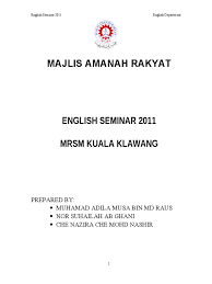 Mara stands for majlis amanah rakyat (malay: English Workshop Proposal Mrsm Kuala Klawang Phrase Test Assessment