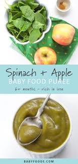 Spinach Apple Baby Food Puree Rich In Iron Baby Foode Recipe Baby Food Recipes Baby Puree Recipes Baby Spinach Recipes