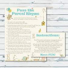 Pass The Parcel Rhyme Printable Pass The Prize Baby Shower Etsy Storybook Baby Shower Game Pass Bridal Shower Prizes