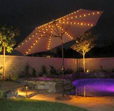 11 Ft Auto Tilt With Lights Aluminum Market Umbrella By Galtech 986