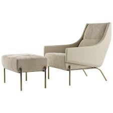 Vista Ottoman Contemporary Footstool In Holly Hunt Fabrics Bronze Finish Modern Lounge Chairs Contemporary Lounge Chair Modern Furniture