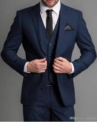 Navy Blue Formal Wedding Men Suits 2019 New Three Piece Notched Lapel Custom Made Business Groom Wedding Tuxedos Jack Blauer Anzug Manner Anzug Hochzeit Anzug