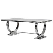 Cream Marble And Chrome Dining Table With U Shaped Legs Stainless Steel Dining Table Steel Dining Table Dining Table