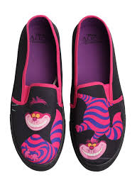Black Alice In Wonderland Shoes Disney Alice In Wonderland Cheshire Cat Slip On Sneakers Disney Shoes Cat Shoes Trending Womens Shoes