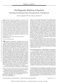 Pdf The Diagnostic Dilemma Of Psychosis Reviewing The Historical Case Of Pseudoneurotic Schizophrenia