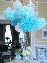 Baby Shower Hanging Decoration Oversized Tissue Flowers Hung Upside Down On Ribbon Baby Shower Table Centerpieces Baby Shower Balloons Boy Baby Shower Vintage