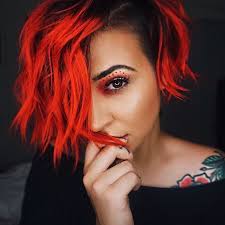 Sunset Orange By Arcticfoxhaircolor Short Red Hair Vivid Hair Color Short Bright Red Hair