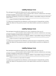 Liability Release Form | Free Word Templates