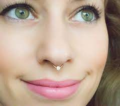 Sale Fake Septum Ring With Opal Faux Septum Rose Gold Etsy In 2021 Septum Piercing Ring Opal Septum Septum Piercing
