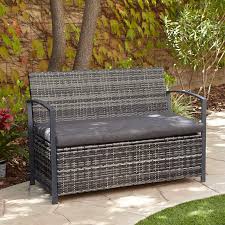 Not available for pickup and same day delivery. Wicker 47 1 2 Wide Bronze Outdoor Storage Bench 76m44 Lamps Plus