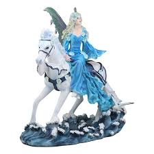 She is 8 5/8 tall and the base is 3 3/4 x 4 1/8. Ebros Ocean Rider Large Water Elemental Euphoria Fairy On White Horse Statue 11 75 Long By Nene Thomas Decorative Mythical Fantasy Figurine Fae Garden Fairies Nymphs Pixies Collectible Sculpture Walmart Com Walmart Com