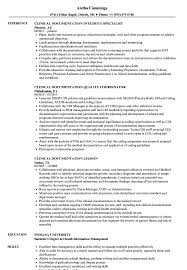 clinical documentation resume samples