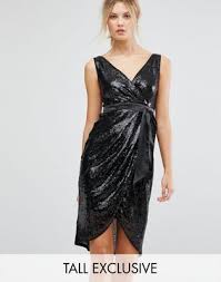Tfnc Tall Wrap Front Sequin Midi Dress With Satin Waist Band Sequin Midi Dress Sparkly Cocktail Dress Maxi Dress Prom