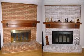 Fireplace Makeover 8 Ounces Of Behr Satin Interior Paint Mixed With 12 Ounces Of Water Brush On High Heat Paint White Wash Brick Fireplace Fireplace Remodel