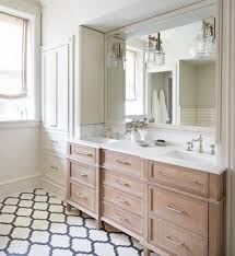 Before painting bathroom cabinets, it's important to clean the faces of cabinet boxes and drawers and before you paint cabinets, try the new color by priming and painting the back of a cabinet door. Vanity Wood Coloured Michael Doesn T Like The Patterned Floor Bathroom Vanity Makeover Cerused Oak Cabinets Bathroom Design
