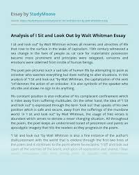 Analysis Of I Sit And Look Out By Walt Whitman Free Essay Example