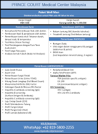 Harga medical check up di klinik swasta. Paket Medical Check Up Prince Court Medical Centre Kuala Lumpur