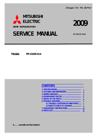 Sm mr h290u a b d t. Mitsubishi Refrigerator Service Manual For Model Mf U160x