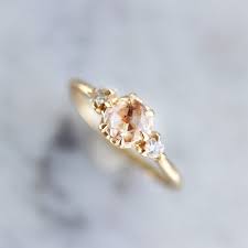 Peach Sapphire Ring With Diamond Sides Jewelry Peach Sapphire Rings Fine Jewelry Ring
