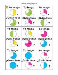 Spanish Yo Tengo Quien Tiene Fractions Fraction Games Fractions Second Grade Math