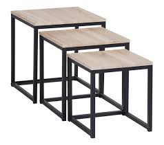 Table basse gigogne, modulable à volonté composée de 3 pièces indépendantes en forme de galet pour l'intérieur et/ou l'extérieur.tables obligatoirement vendues par 3. Table Basse Gigogne Neva Industrielle Chene Noir Table Basse But
