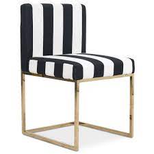 Modern dining chairs set, white black side dining room chairs, kitchen chairs with faux leather padded seat high back and sturdy chrome legs, chairs for dining room,kitchen,living room,4 chairs. Modern Black And White Striped Dining Chair Modshop