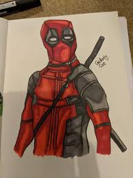 Draw deadpool's body and neck. I Did A Deadpool Drawing Marvel Amino
