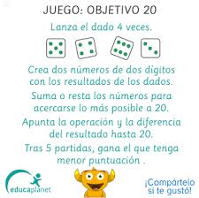 Juego Matematicas Sumas Y Restas Con Dados Objetivo 20 De Evabarcelo Matematicas Juegos Dados Manipulativos Juegos Con Dados Juegos De Resta Suma Y Resta