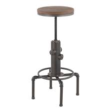 What do you call an antique step stool? Lumisource Hydra Industrial Barstool In Vintage Antique Metal And Brown Wood Pressed Grain Bamboo By Lumisource