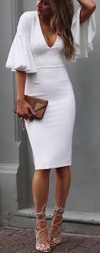 Chic Date Look Flattering White Dress With Puffy Sleeves Fashion Trendy Dresses Beautiful Dresses