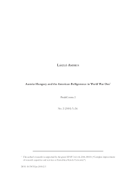 PDF) Austria-Hungary and the American Belligerence in World War One