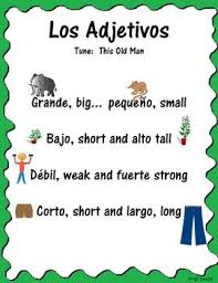 Spanish Adjective Song Spanish Adjectives Spanish Lessons For Kids Learn Spanish Online