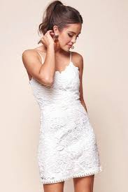 Buy The Zahara Lace Overlay Thin Strap Mini Dress White Selfie Leslie Whitepartydress Mini Dress Formal Womens Prom Dresses White Dress Party