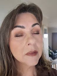 Makeup look with various products