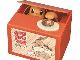 A piggy bank that talks. With Talking And Moving Eevee Piggy Bank You Can Entrust Your Coins To The Pokemon S Faithful Paws Grape Japan