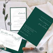 Dark Green Elegant Wedding Invitation Green Wedding Invitations Dark Green Wedding Greenery Wedding Invitations