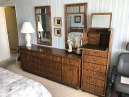 5 out of 5 stars (124) $ 2,500.00. Vintage Drexel Heritage Campaign Style Bedroom Set With Long Chest Of Drawers Highboy Chest Of Drawers With Flip Top Mirror And Pair Of Wall Mirrors
