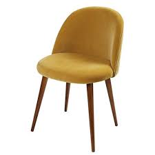 Chaise En Velours Jaune Moutarde Et Bouleau Massif Chaise Vintage Fauteuil Salle A Manger Chaise Salle A Manger