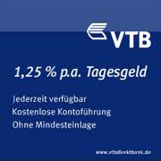 Dabei konnten wir unter anderem auch ermitteln, dass das konto von jedem eröffnet werden kann. Vtb Direktbank Hebt Zinskonditionen Fur Tagesgeld Und Festgeld Bankingcheck De